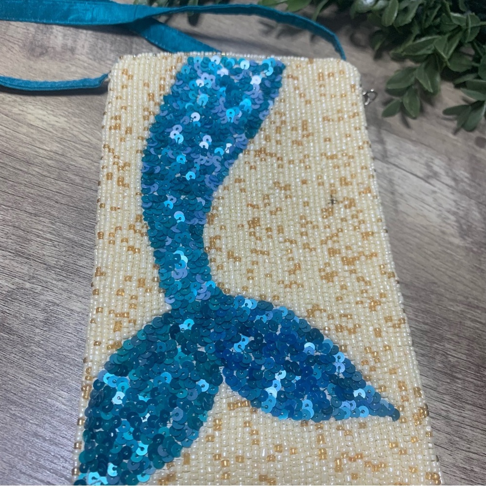Sequin Mermaid Tail Crossbody Bag Bamboo Trading Small Purse - Picture 2 of 5